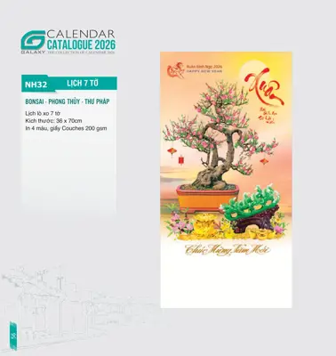 Lịch Lò Xo 7 Tờ 2026 Mã NH – Mẫu Lịch Treo Tường Cao Cấp, In Logo Làm Quà Tặng Tết
