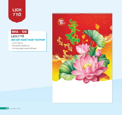 Lịch Lò Xo 7 Tờ Phôi Sẵn Mã NHA | In Lịch Tết 2026 Giá Tốt