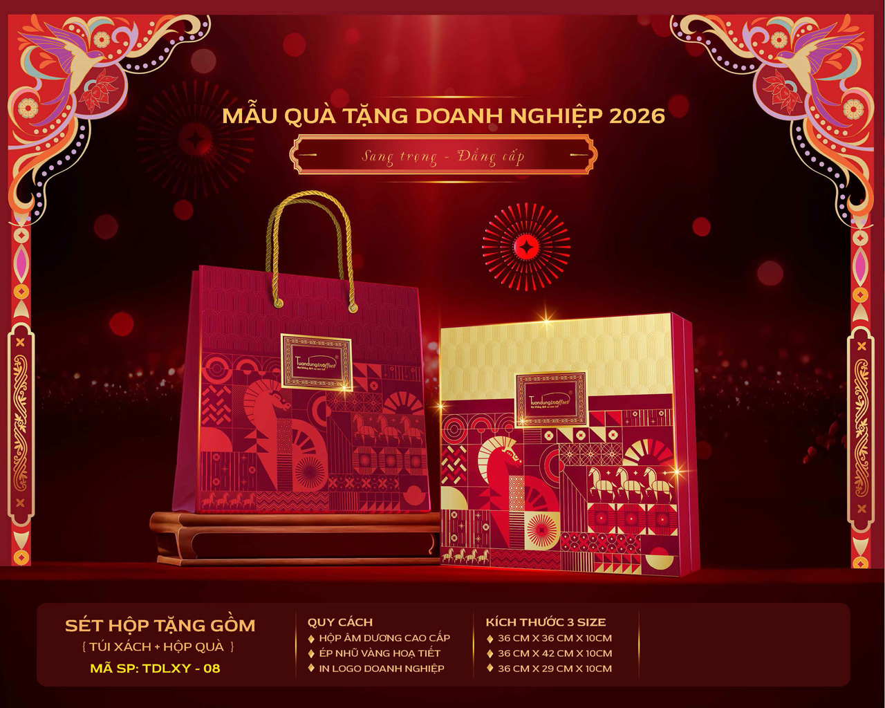 Hộp quà Tết 2026 in logo thương hiệu