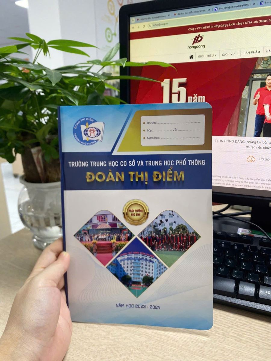 in vở theo logo trường