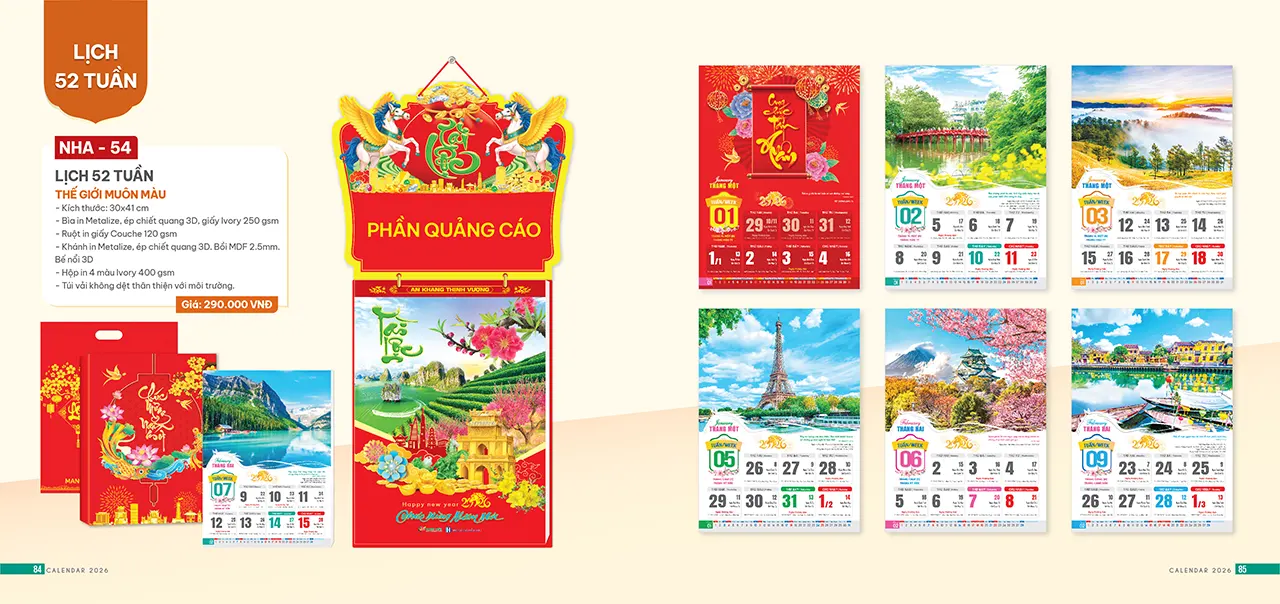 lịch 52 tuần phôi sẵn mã NHA 2026