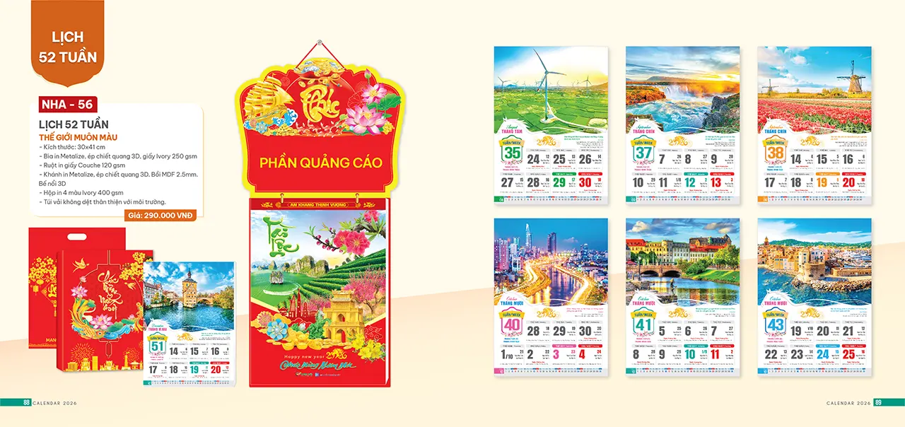 in lịch 52 tuần phôi sẵn cho doanh nghiệp