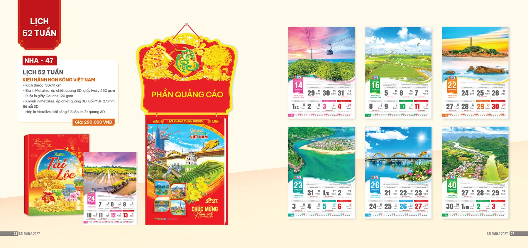 Lịch 52 tuần 2027 in logo công ty