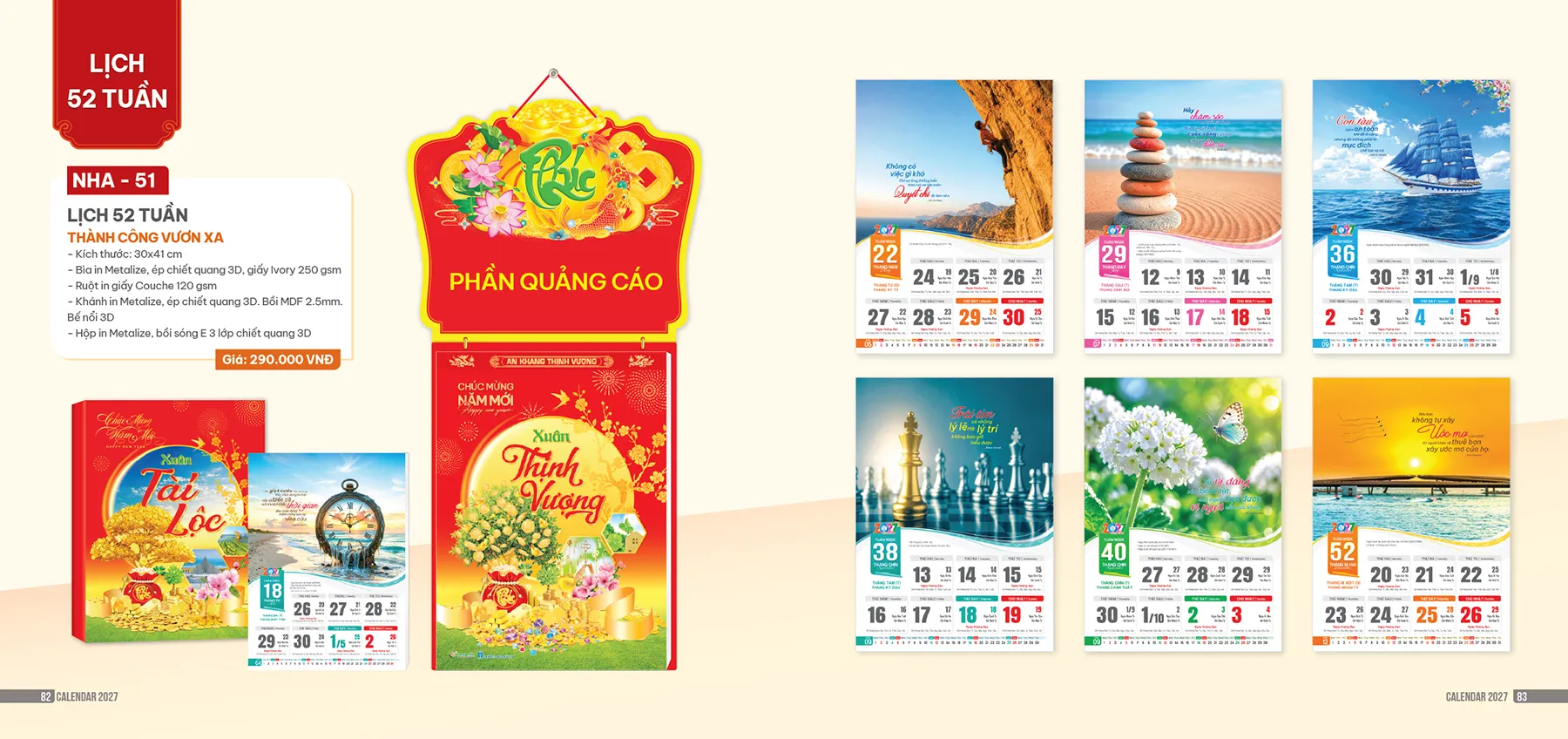 Lịch 52 tuần 2027 thiết kế đẹp
