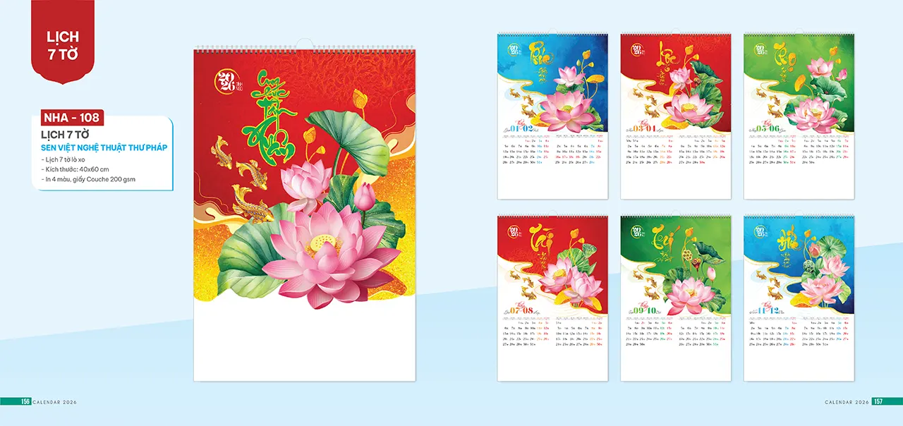 mẫu lịch tết phôi sẵn mã NHA hiện đại