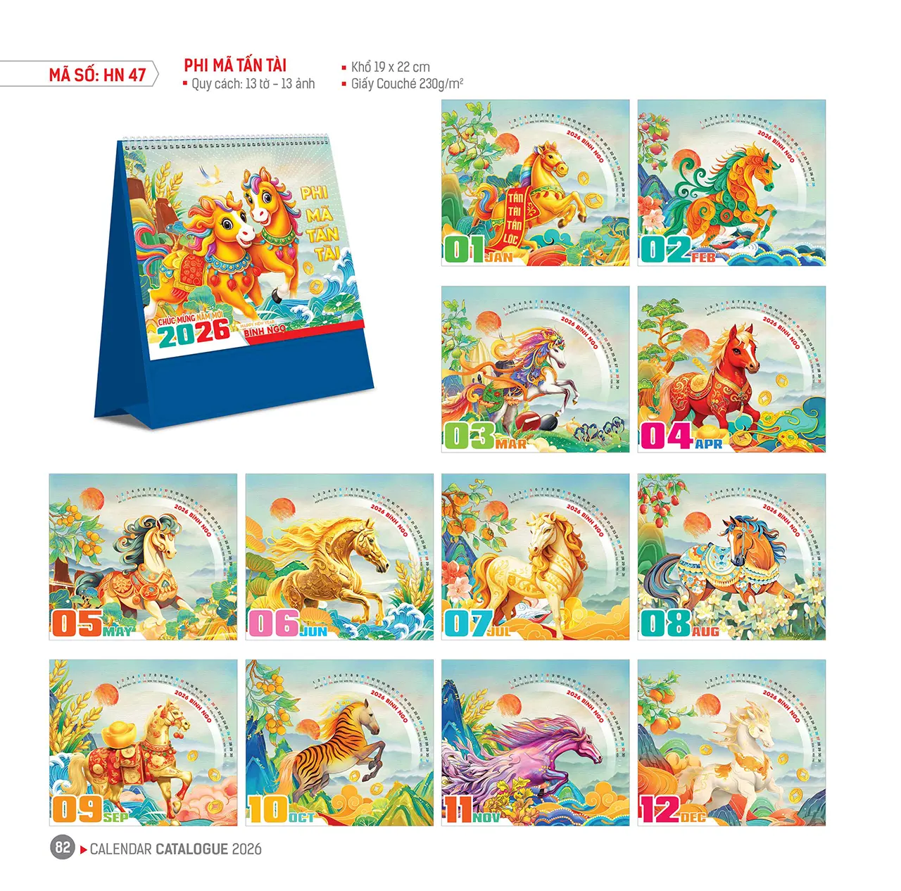 Lịch để bàn 2026 mã HN đẹp sang trọng