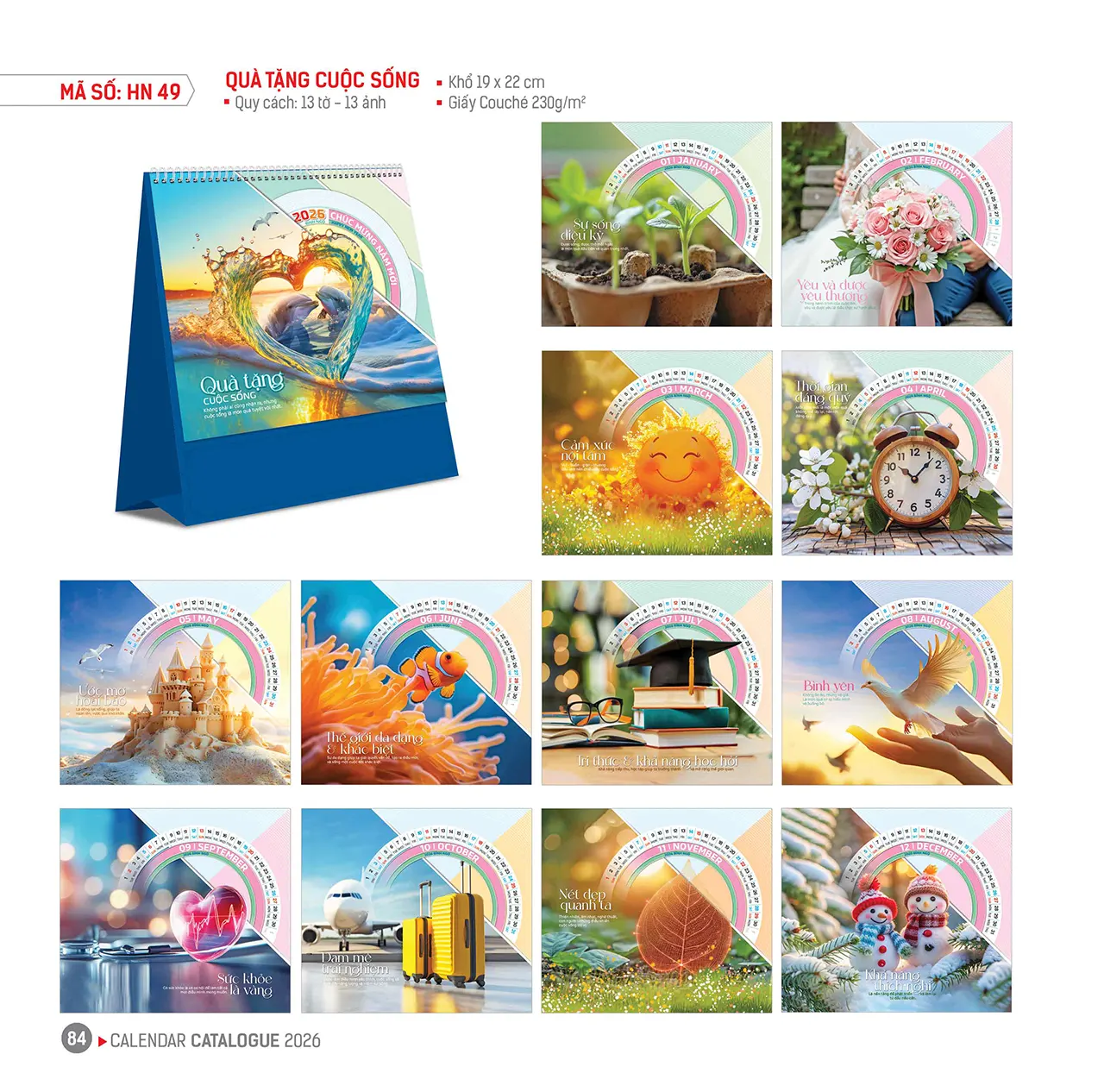 Lịch để bàn Tết 2026 mã HN in logo doanh nghiệp