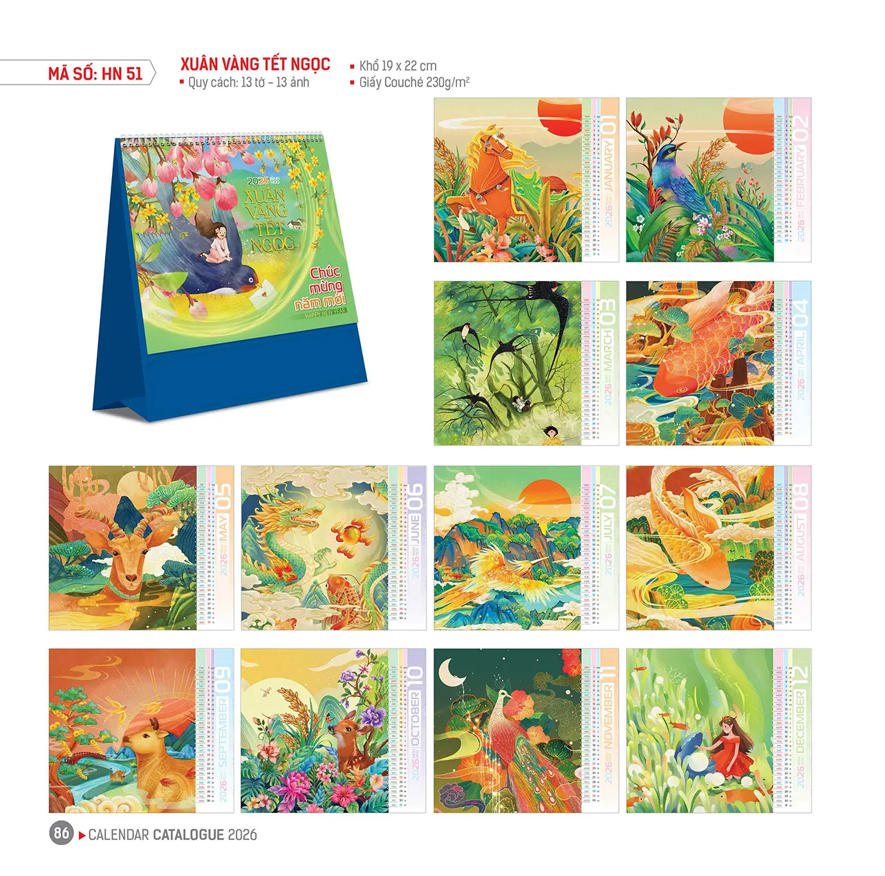 Lịch để bàn 2026 chủ đề phong cảnh Việt Nam