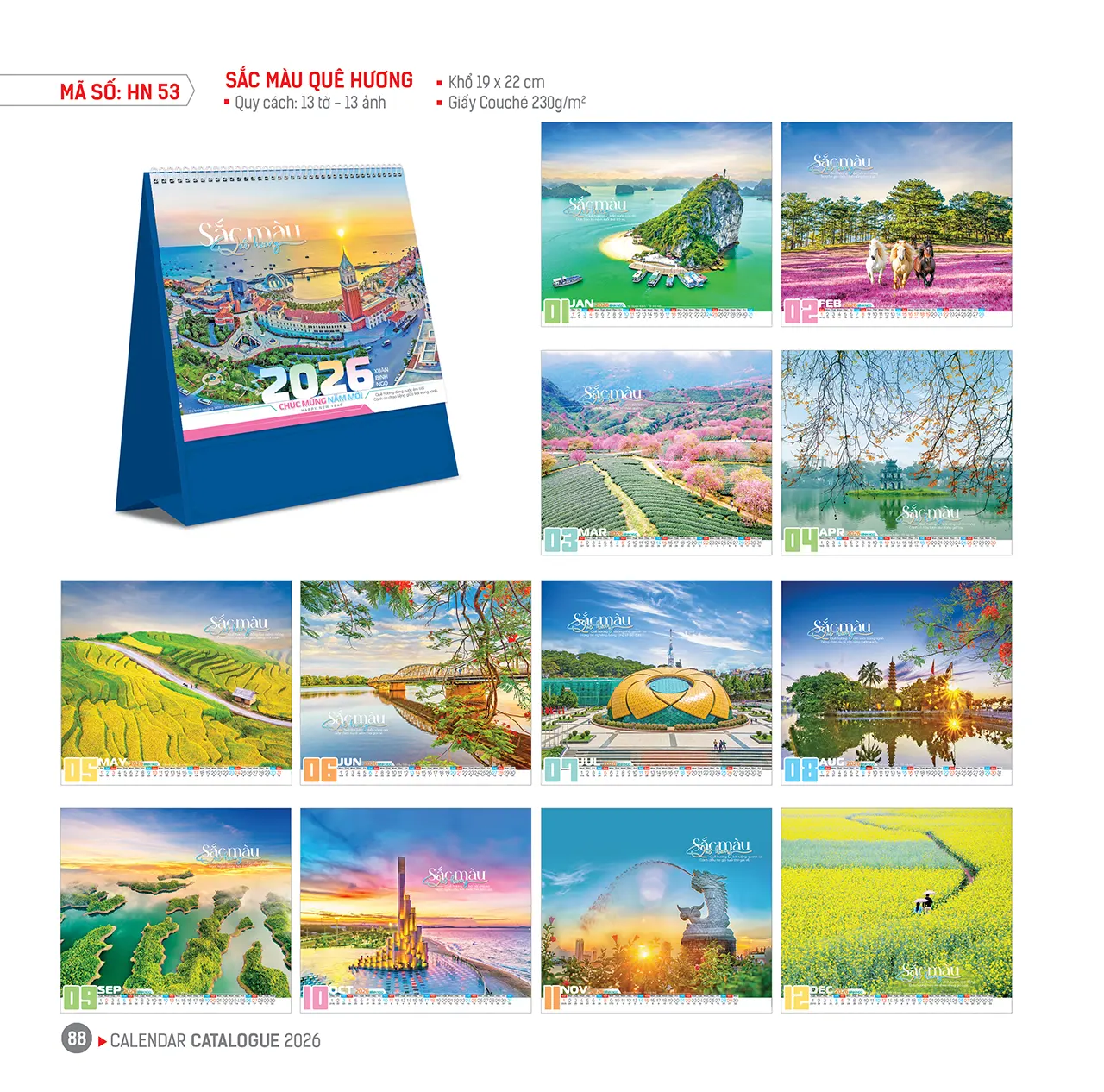 Lịch để bàn Tết 2026 mã HN đẹp cho văn phòng