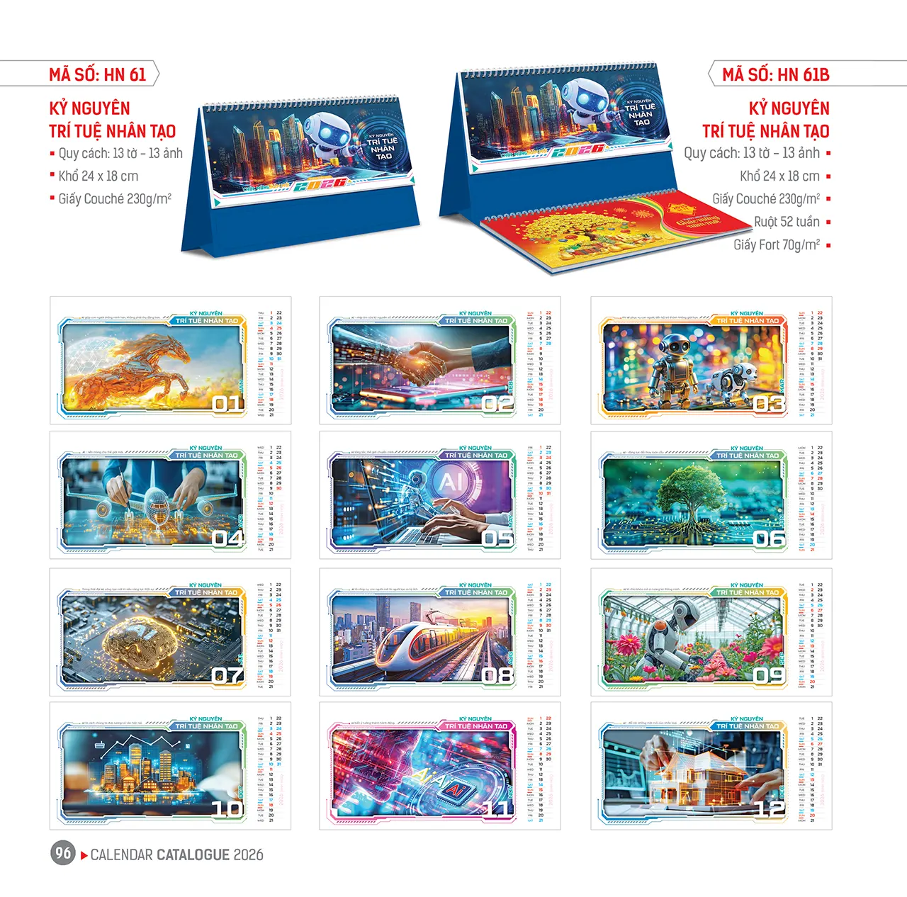 Lịch để bàn Tết mã HN in hình phong cảnh đẹp