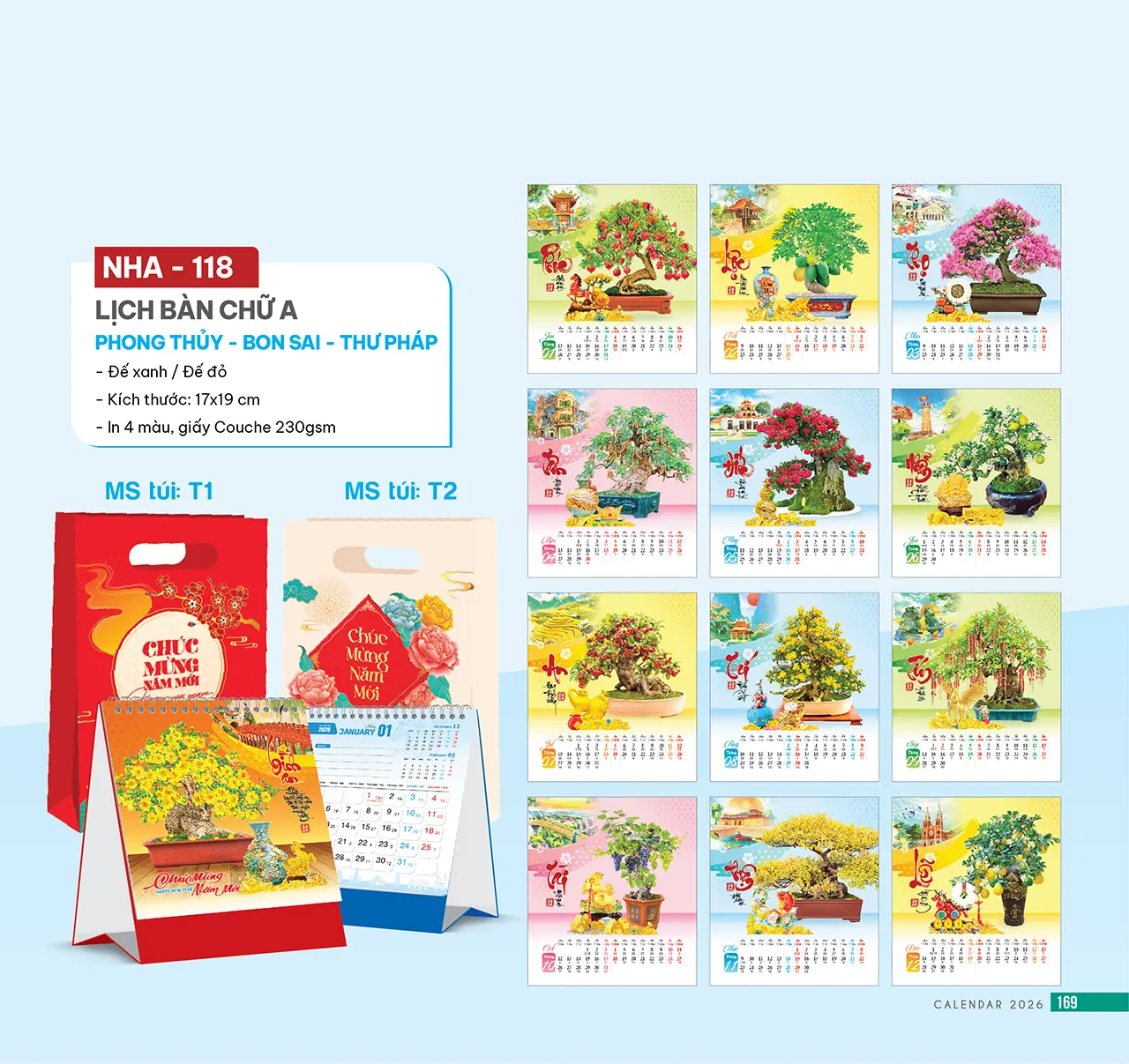 Lịch để bàn Tết 2026 NHA quà tặng khách hàng