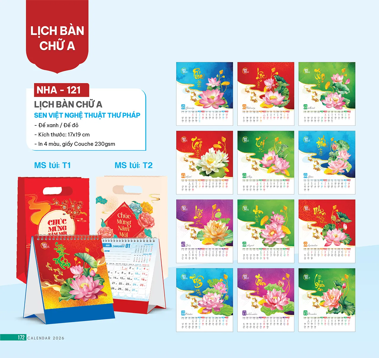 Lịch để bàn theo phôi sẵn 2026 sang trọng cho văn phòng