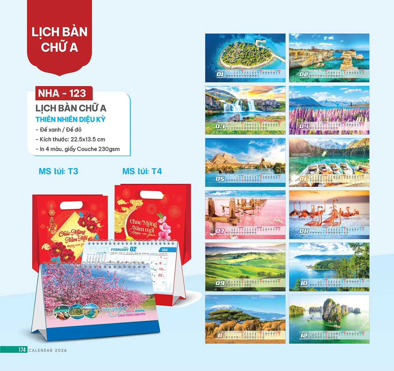 Lịch để bàn 2026 phôi sẵn NHA chất lượng cao