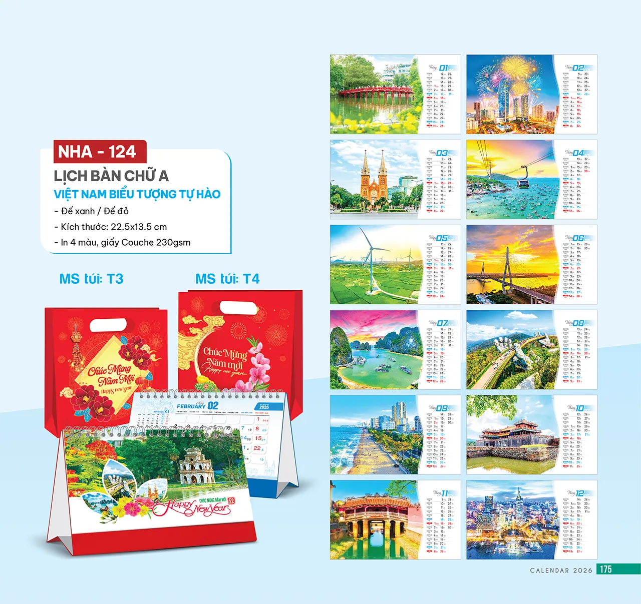 Lịch để bàn làm quà tặng doanh nghiệp dịp Tết 2026