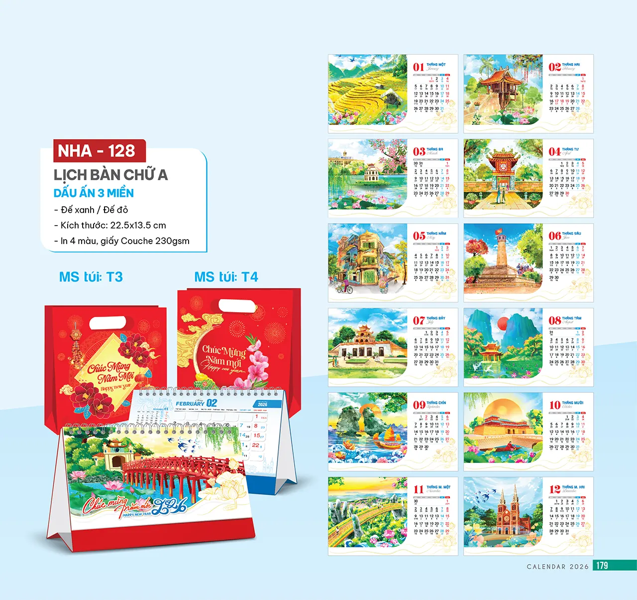 Lịch để bàn 2026 NHA thiết kế sang trọng cao cấp