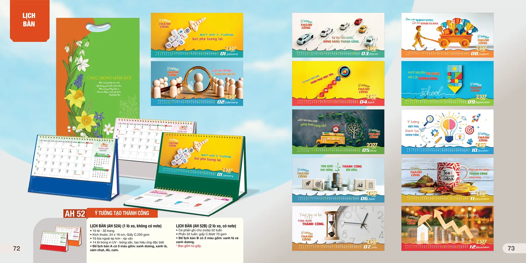 Lịch để bàn 2027 làm quà tặng khách hàng