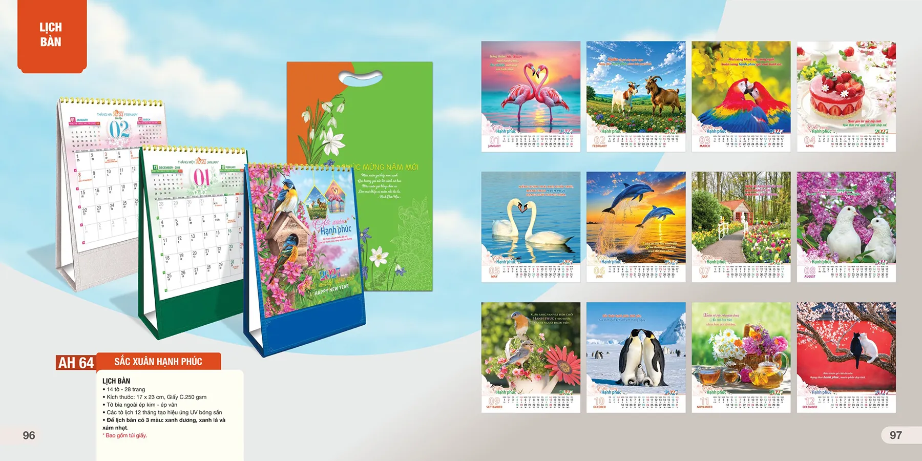 Lịch để bàn mã AH 2027 – mẫu lịch Tết đẹp