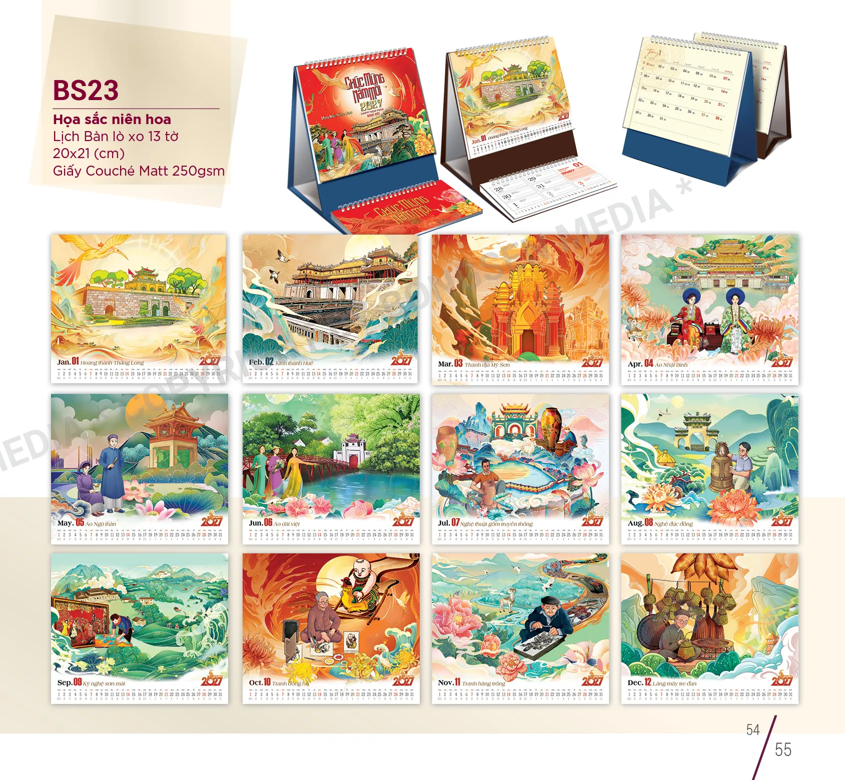 In nội dung lên chân lịch bàn phôi sẵn 2027