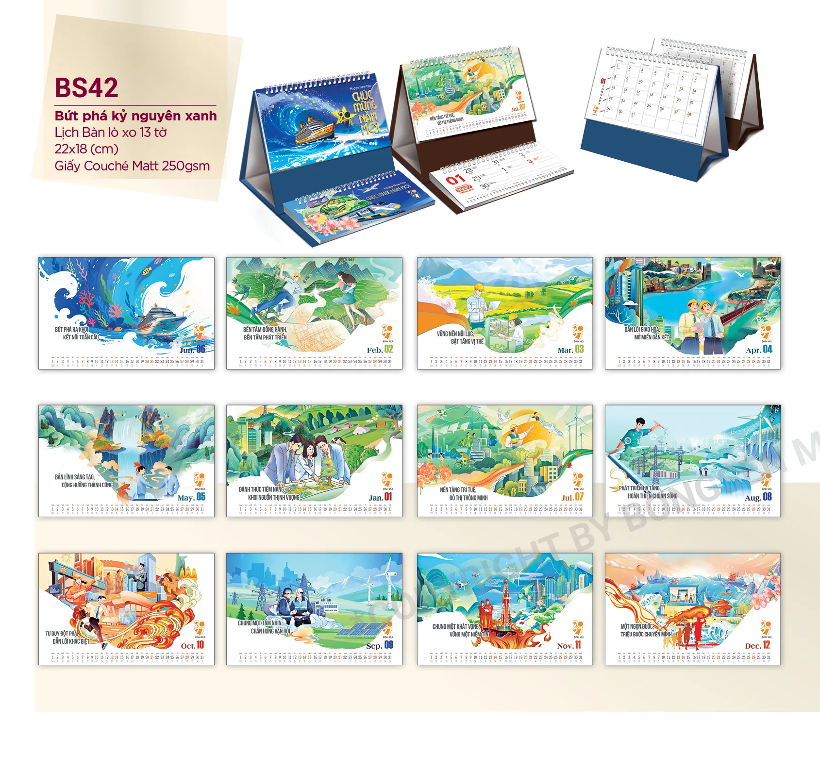 lịch bàn phôi sẵn 2027 in quảng cáo tại chân lịch