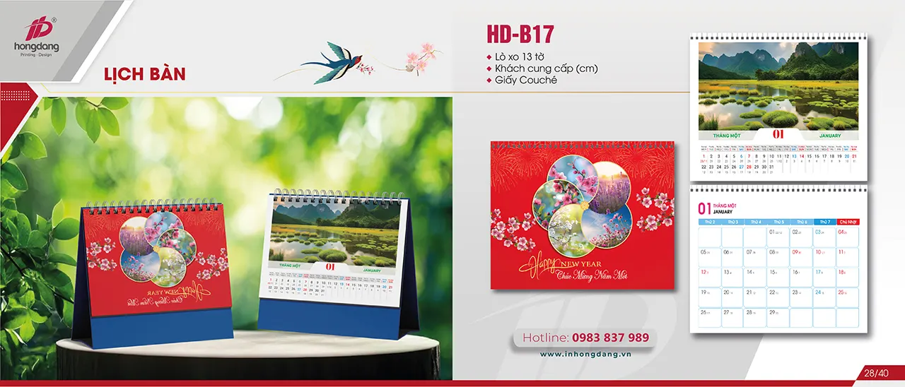 mẫu lịch để bàn 2026 đẹp sang trọng