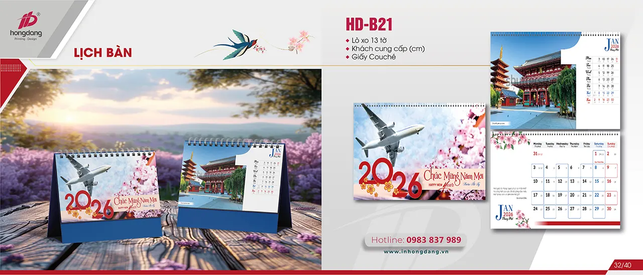 thiết kế lịch để bàn 2026 theo phong cách riêng