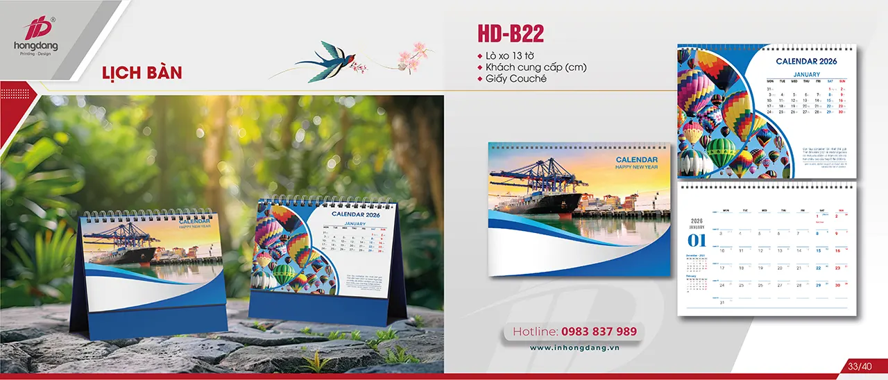 lịch để bàn doanh nghiệp 2026 chuyên nghiệp