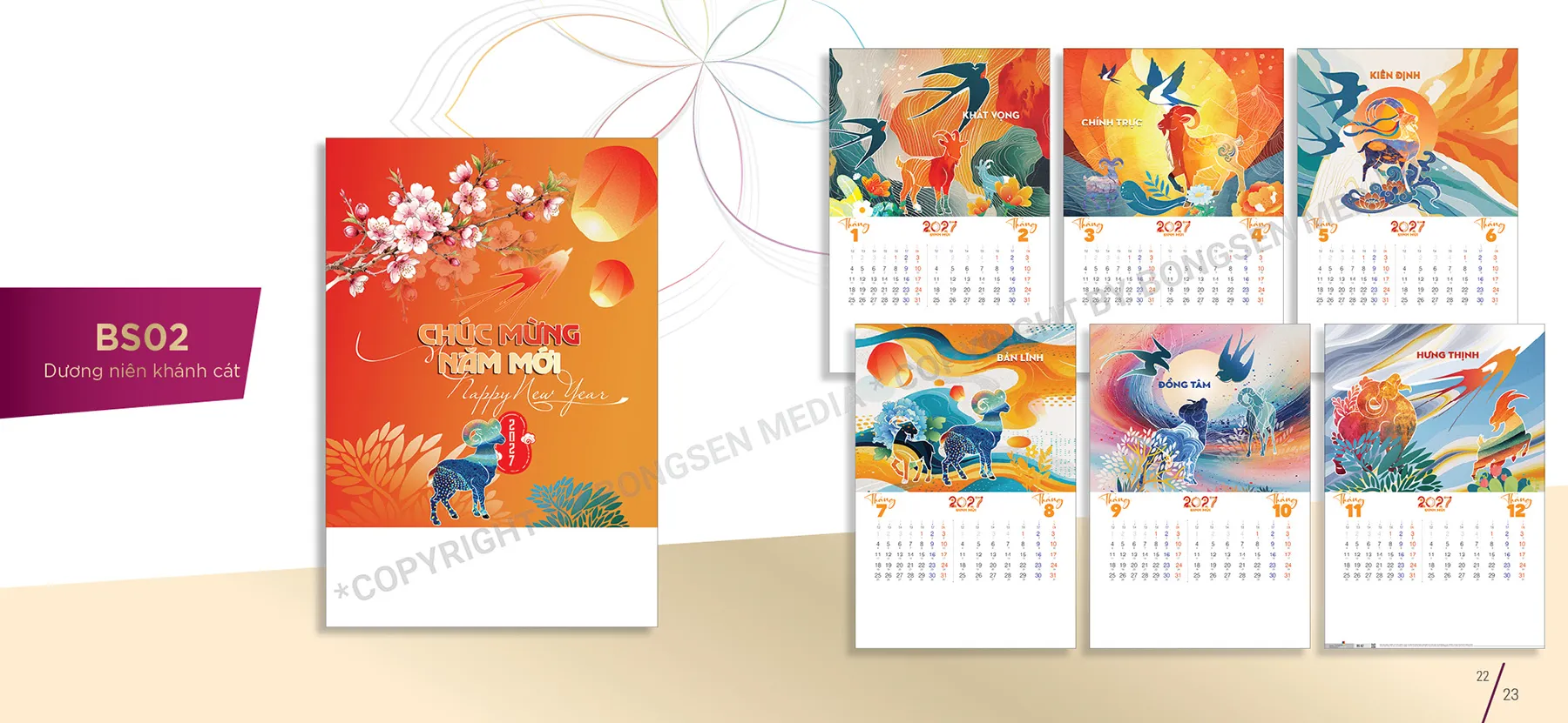 Thiết kế lịch lò xo in logo công ty