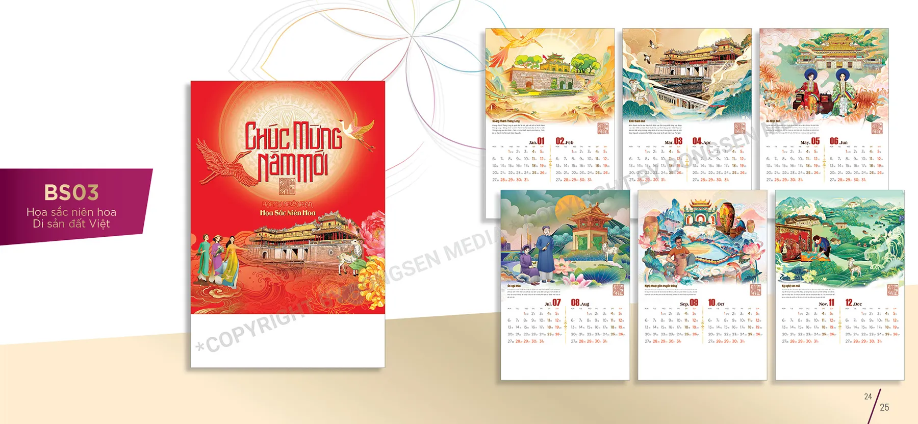 In lịch lò xo phong cảnh nghệ thuật giá rẻ
